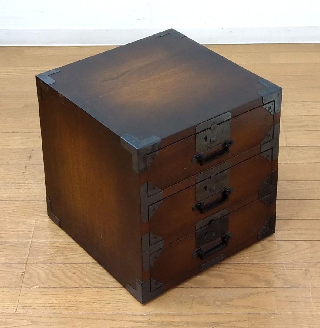 キツツキ ナラ材 鍵付き 装飾金具 小引き出し 小箪笥 小物入れ 整理収納 家具