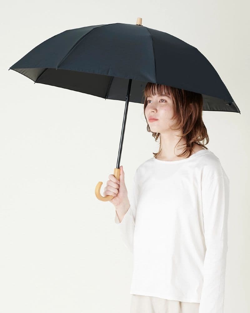 サンバリア100 折りたたみ日傘 2段折 無地 ブラック
