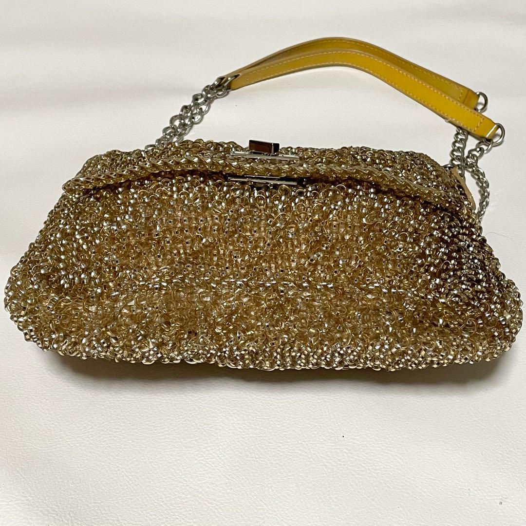 美品 アンテプリマ ワイヤーバッグ ルケット リング ビジュー 金具 ゴールド