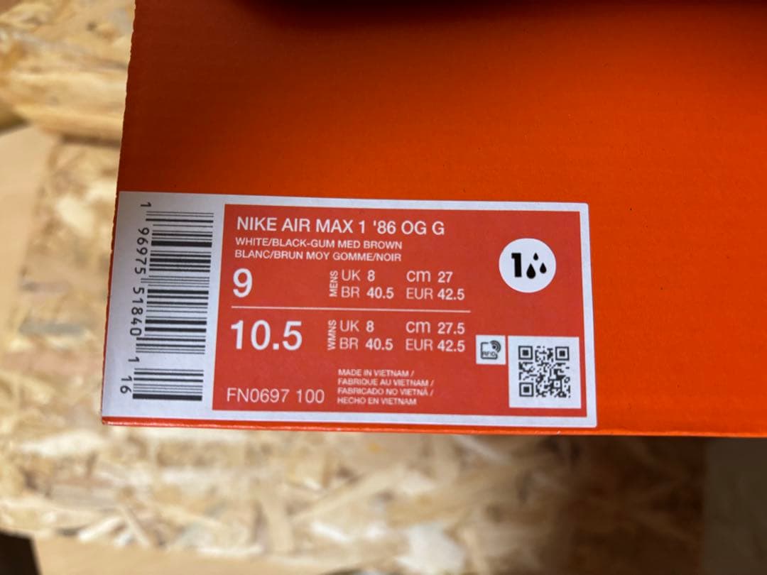 と*ん様 【新品】NIKE エアマックス1 ’86 OG G ホワイト 27.0
