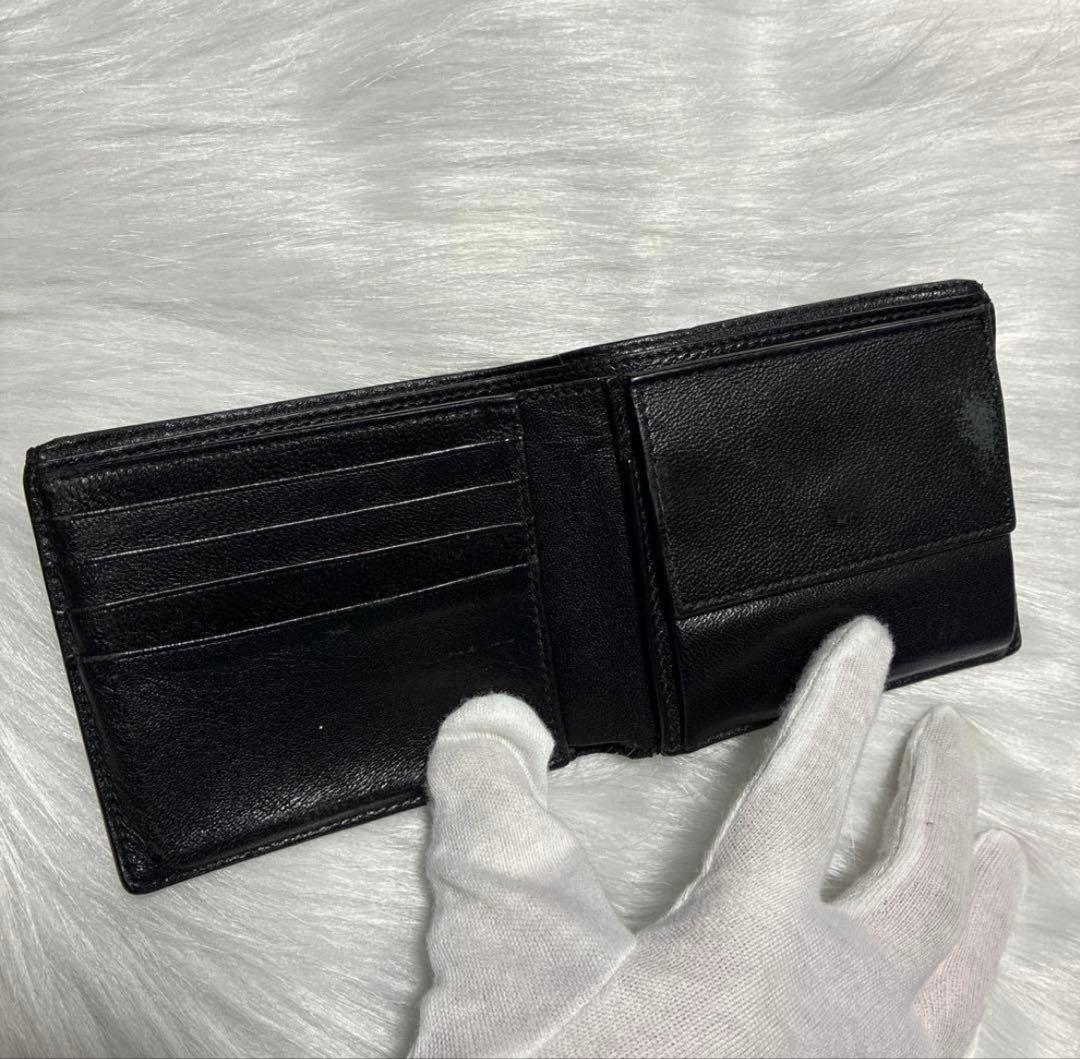 明日までの出品BALENCIAGA 黒レザー二つ折り財布小銭ポケット付