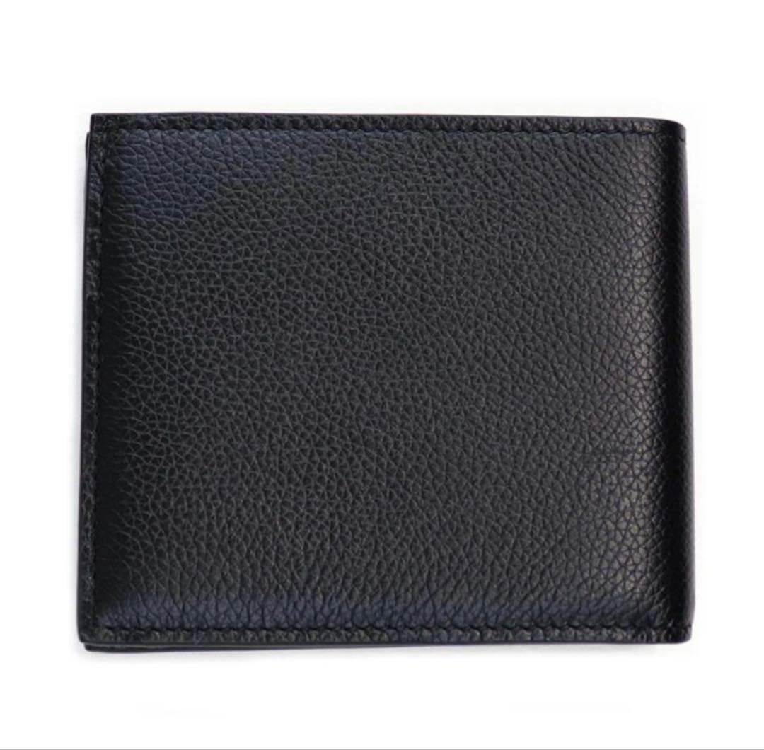 明日までの出品BALENCIAGA 黒レザー二つ折り財布小銭ポケット付