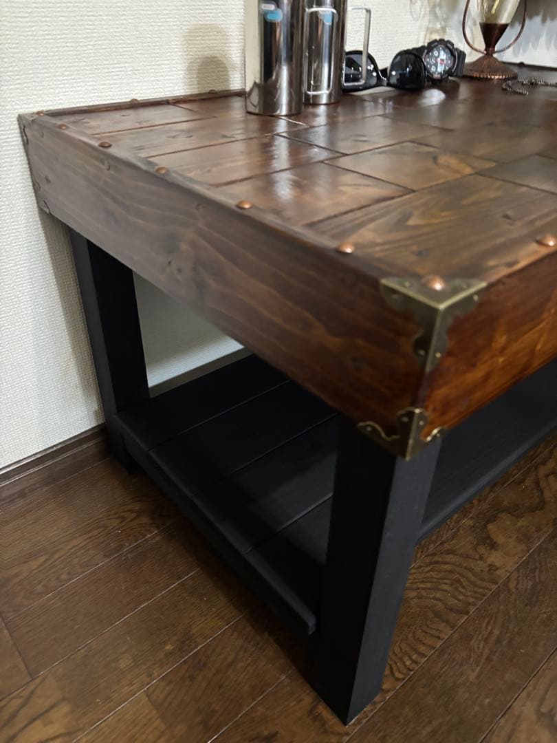 木製センターテーブル コーヒーテーブル ディスプレイラック