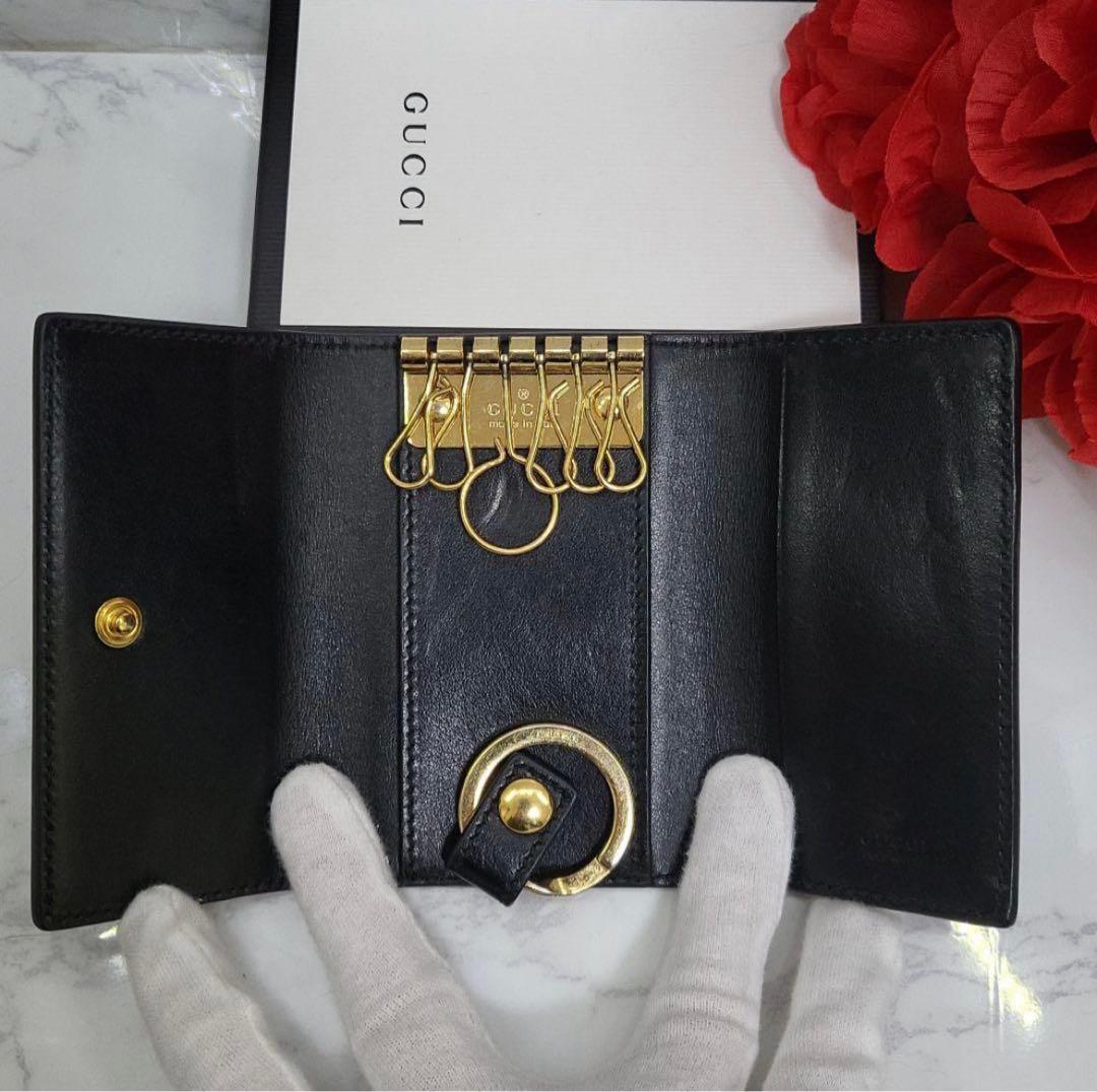 「正規品」【極美品】 グッチ ヴィンテージロゴ キーケース レザー ブラック