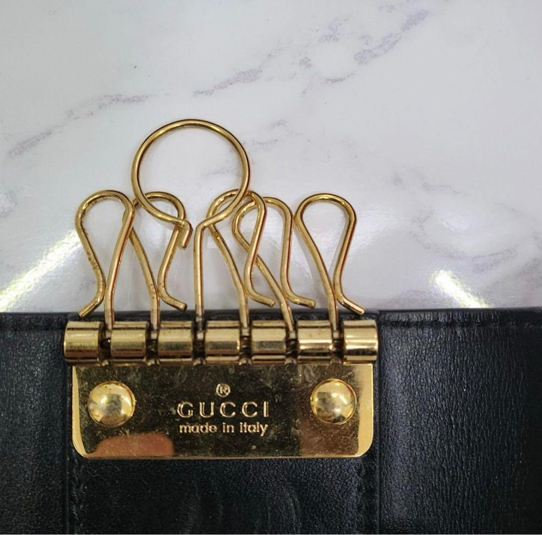 「正規品」【極美品】 グッチ ヴィンテージロゴ キーケース レザー ブラック