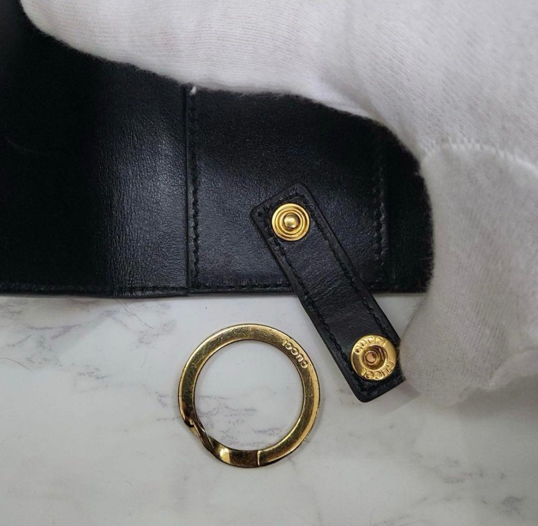 「正規品」【極美品】 グッチ ヴィンテージロゴ キーケース レザー ブラック