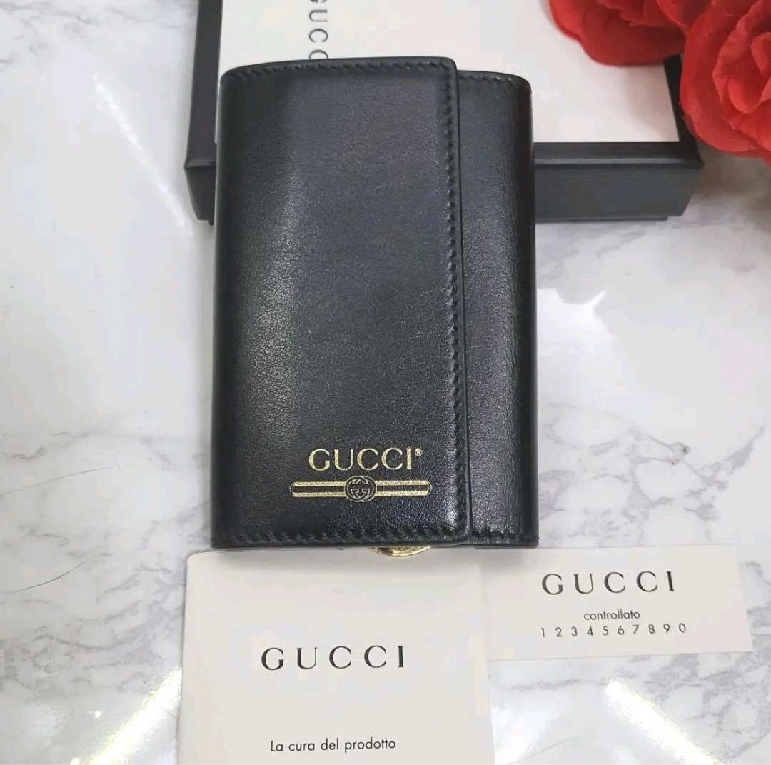 「正規品」【極美品】 グッチ ヴィンテージロゴ キーケース レザー ブラック