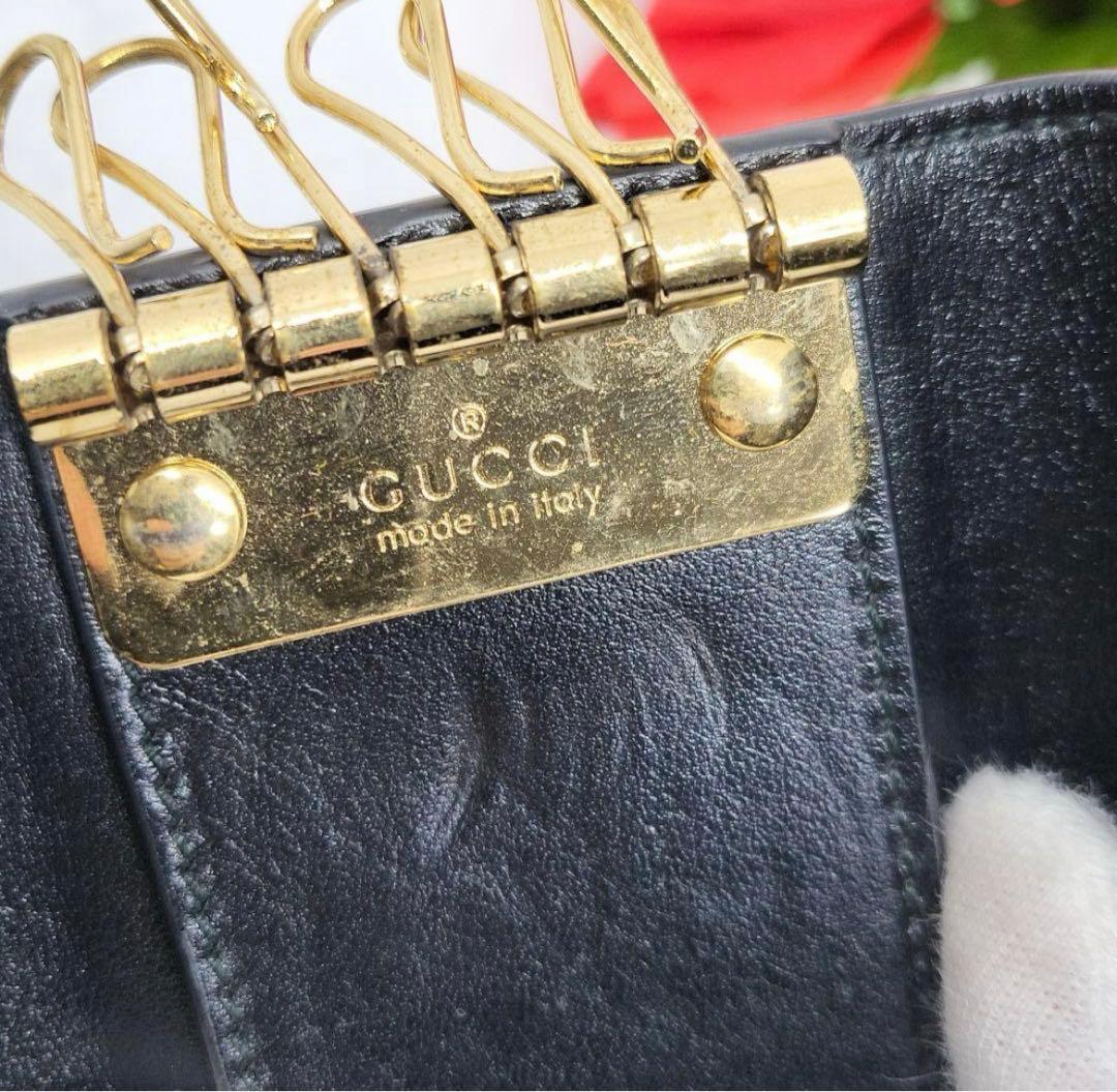「正規品」【極美品】 グッチ ヴィンテージロゴ キーケース レザー ブラック