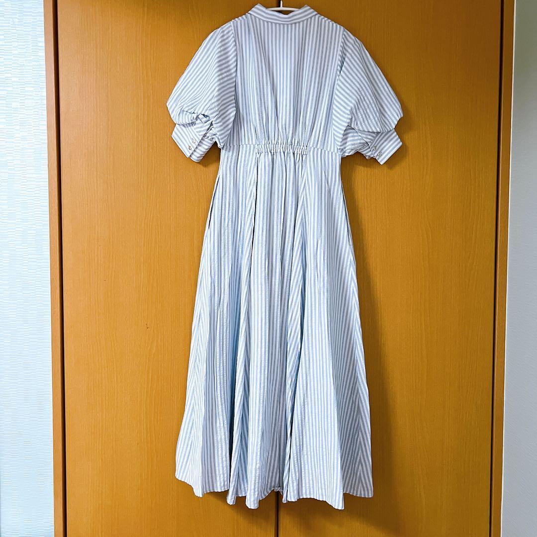 【美品】サッカーストライプフレアシャツワンピース 36 ラブティックボンボン