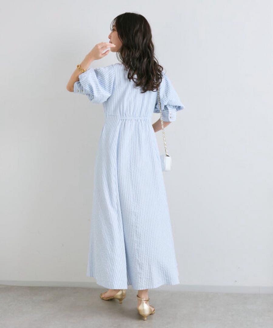 【美品】サッカーストライプフレアシャツワンピース 36 ラブティックボンボン