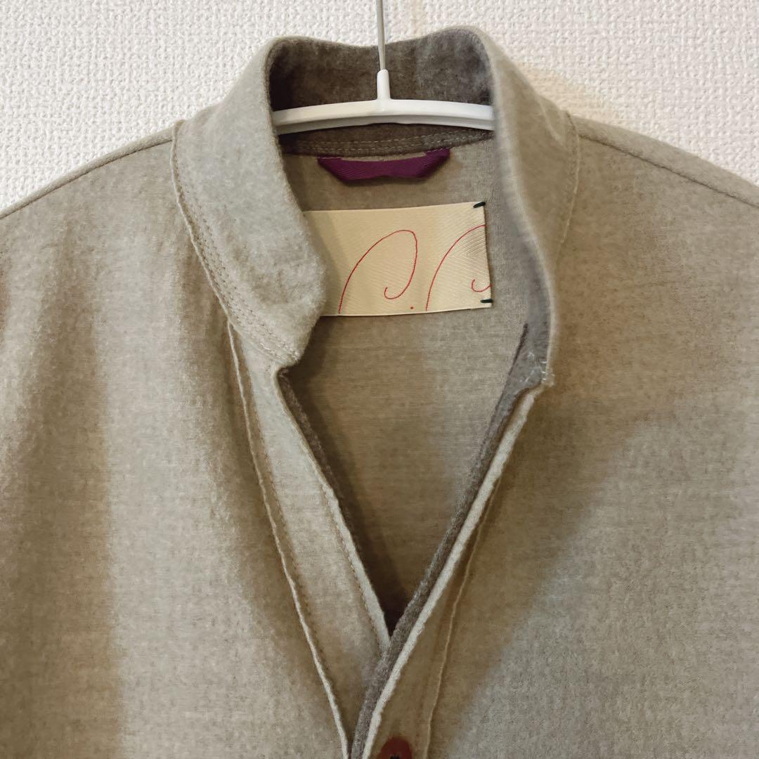 【美品】パラスパレス フェルト調 薄手 ウールロングコート ベージュ