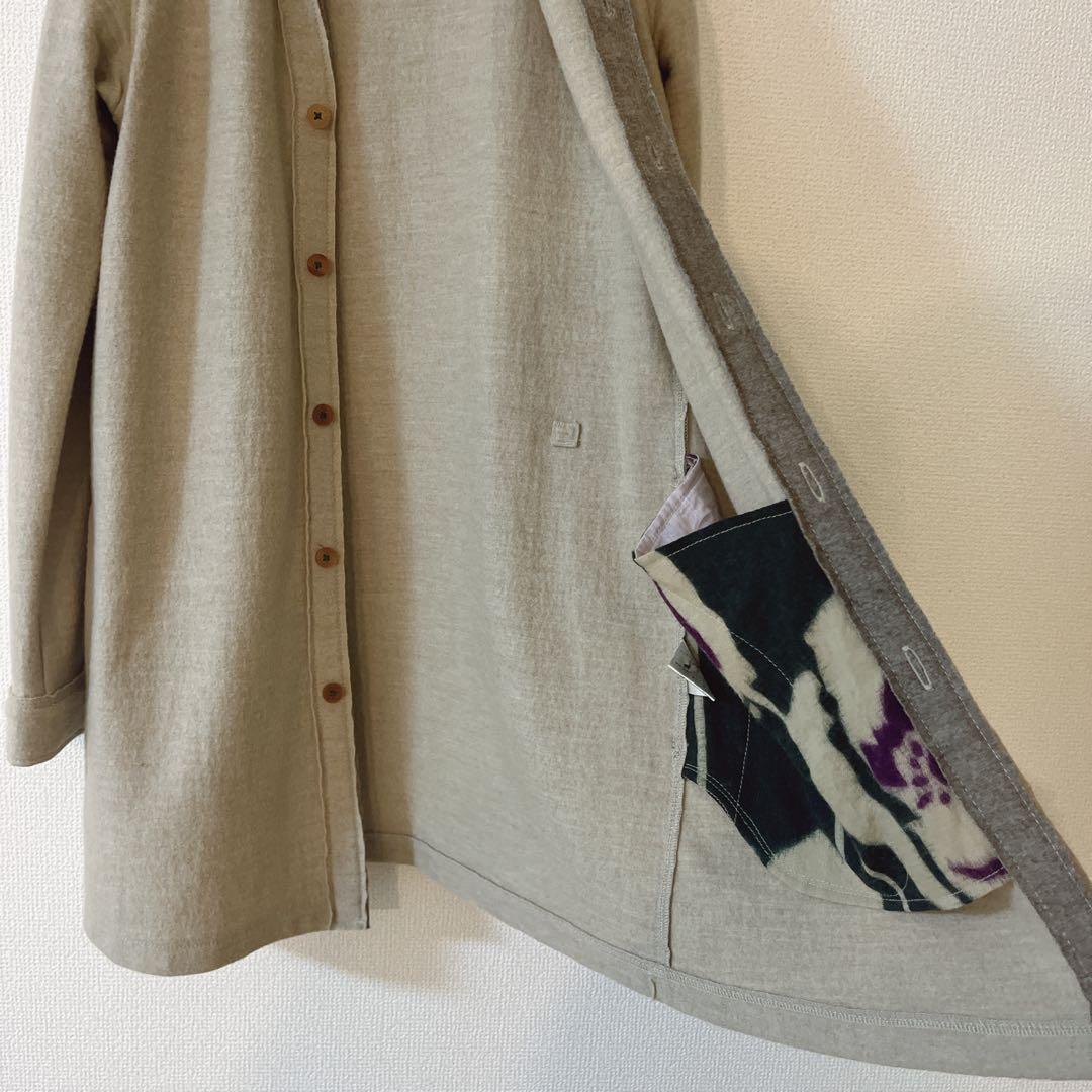 【美品】パラスパレス フェルト調 薄手 ウールロングコート ベージュ