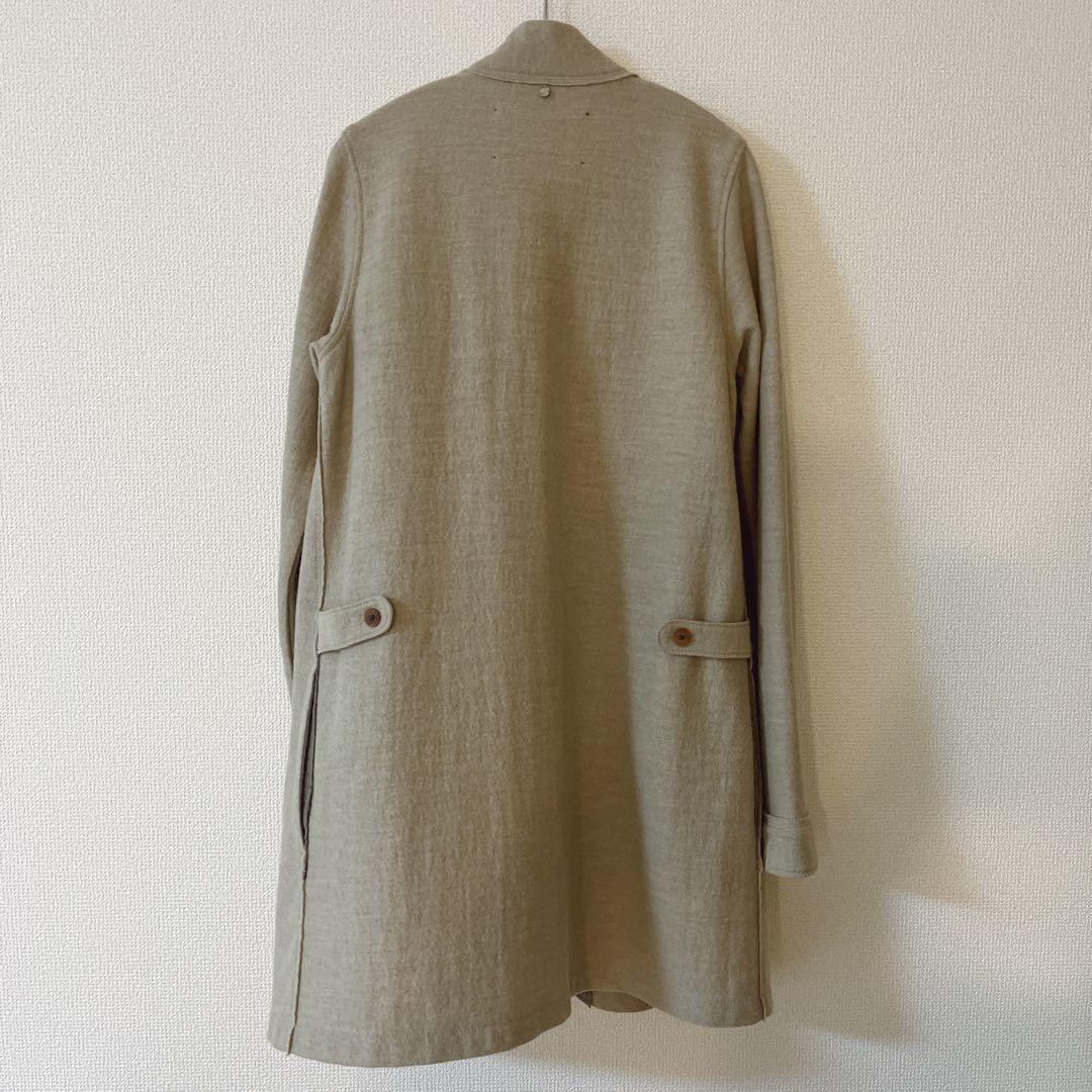 【美品】パラスパレス フェルト調 薄手 ウールロングコート ベージュ