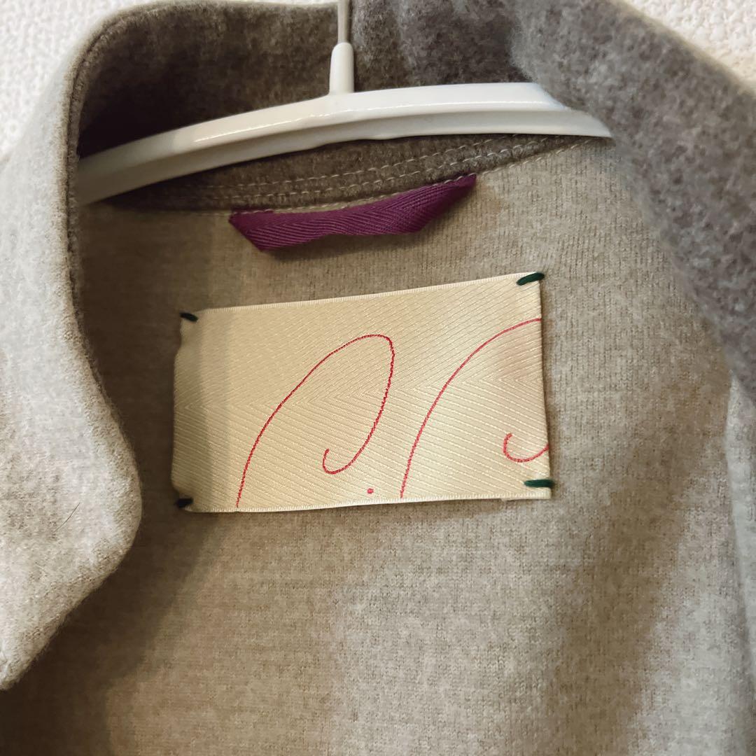 【美品】パラスパレス フェルト調 薄手 ウールロングコート ベージュ