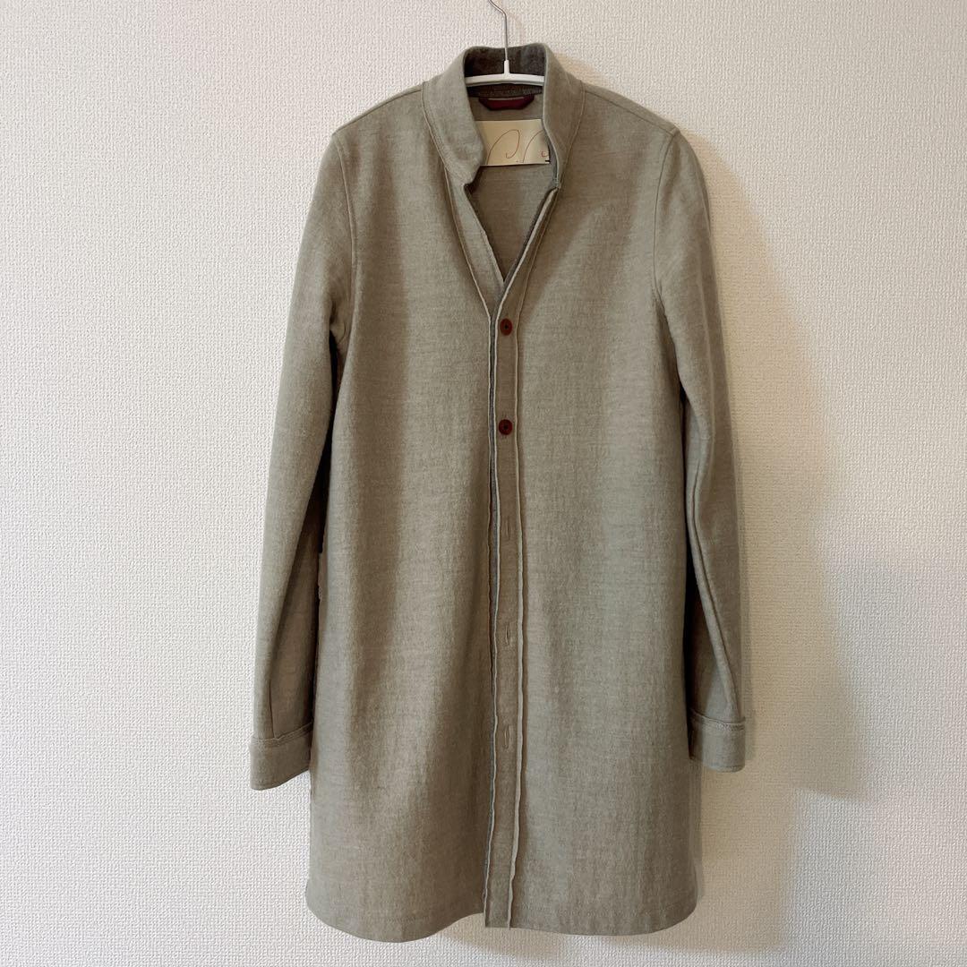 【美品】パラスパレス フェルト調 薄手 ウールロングコート ベージュ