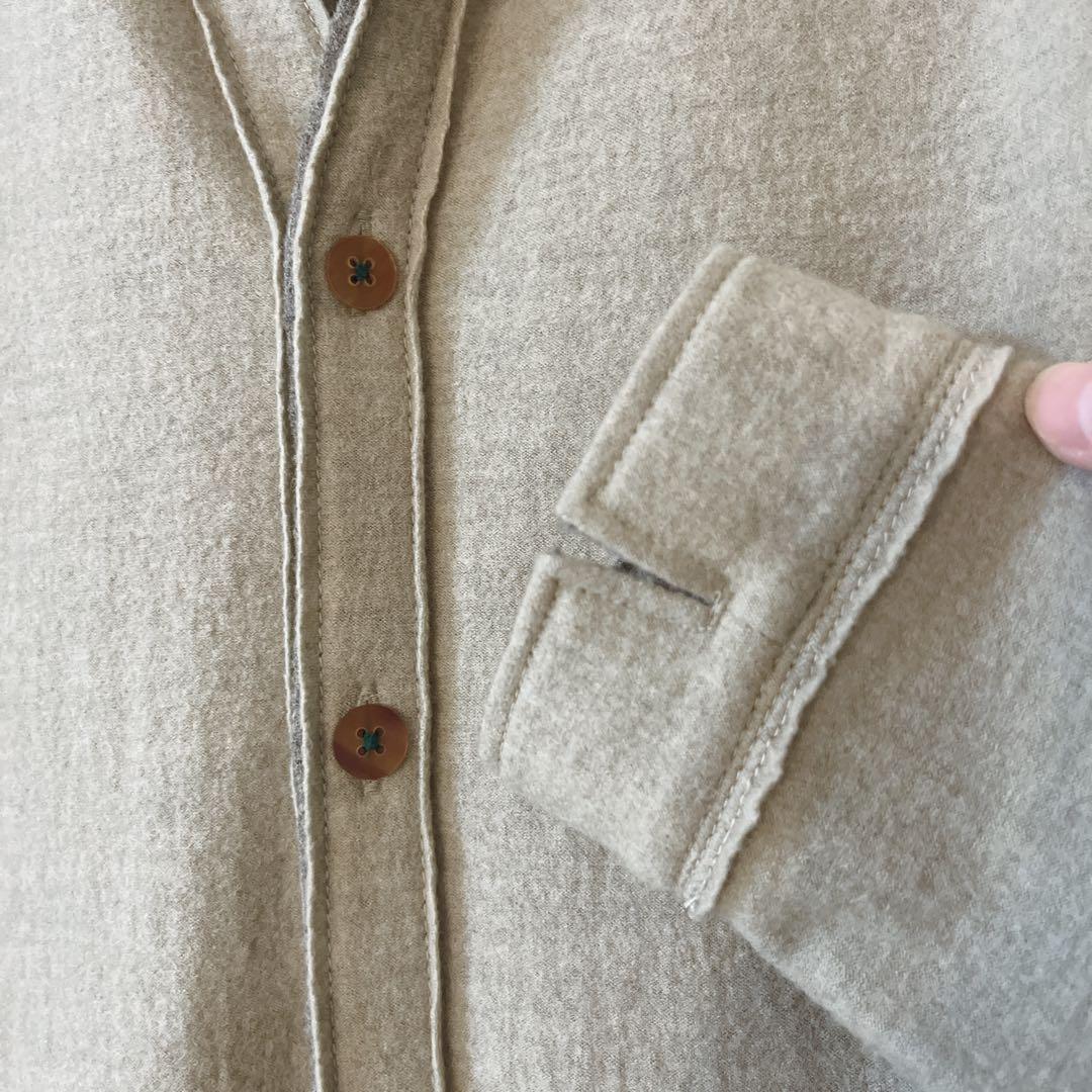 【美品】パラスパレス フェルト調 薄手 ウールロングコート ベージュ