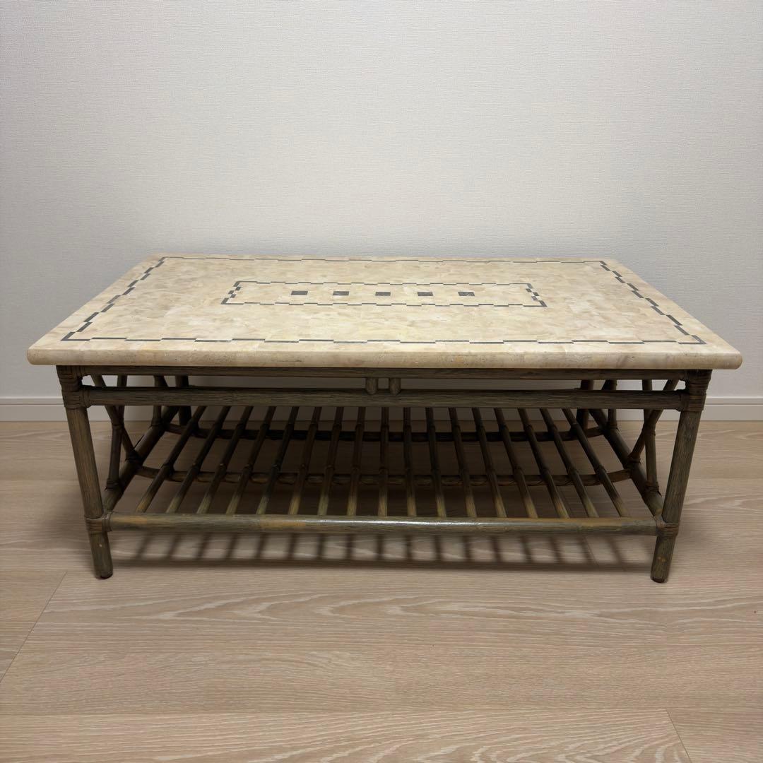 CASABLANCA カサブランカ ラタン石材天板 センターテーブル