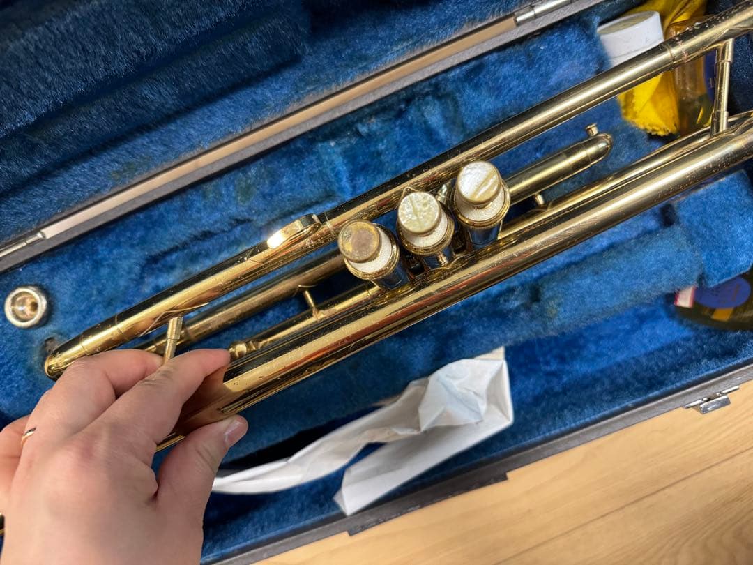 0413-3 カワイのゴールドトランペット　　B&S kawai製マウスピース付