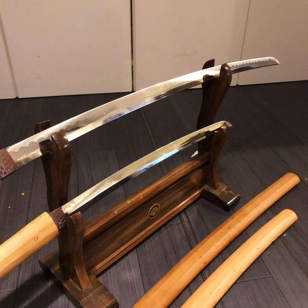 本格模造刀 白鞘 合金製 大小セット　長脇差　2本　拵え　太刀　居合刀