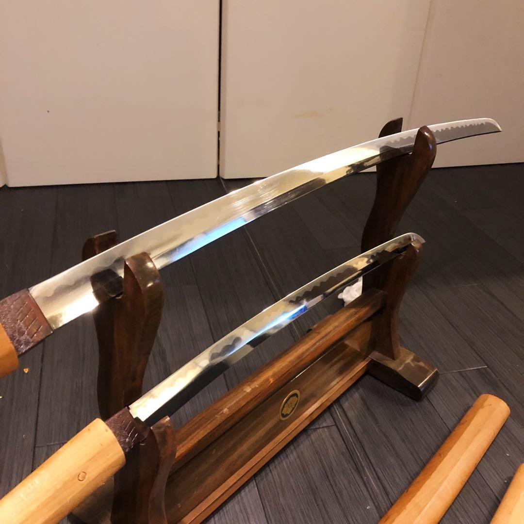 本格模造刀 白鞘 合金製 大小セット　長脇差　2本　拵え　太刀　居合刀