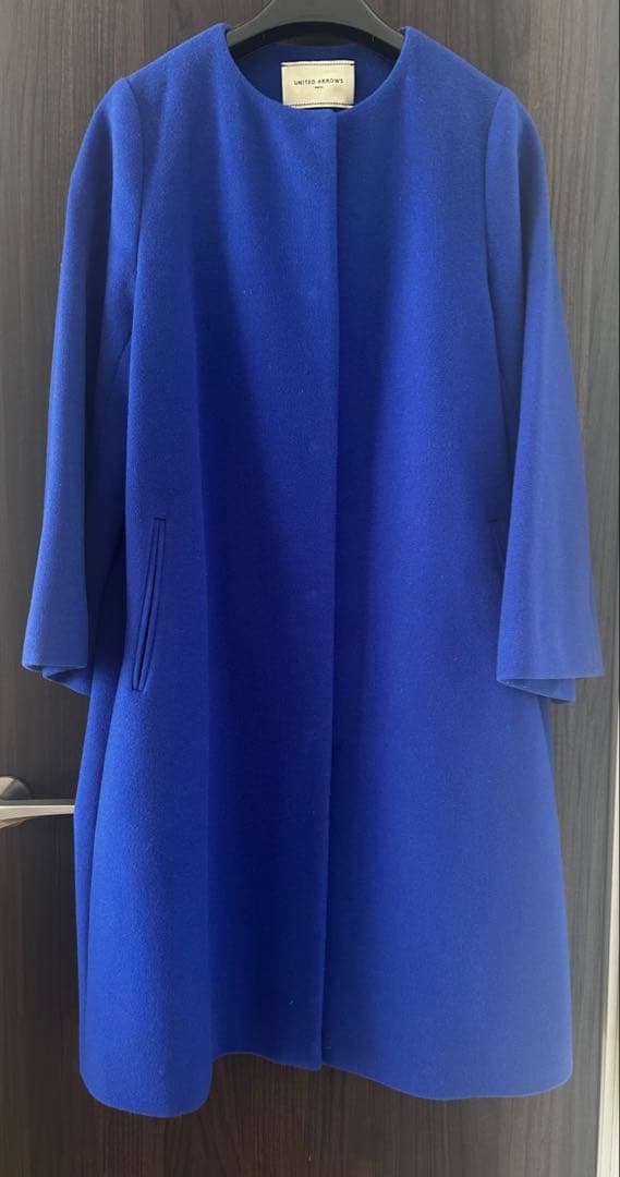 ユナイテッドアローズ　ノーカラーコート　ロイヤルブルー 36