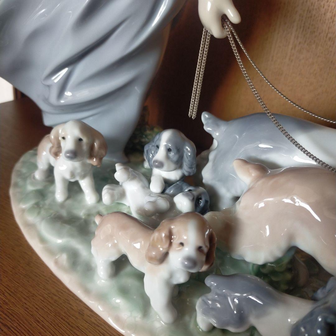 LLADRO　リヤドロ　仔犬達の行進　少女と犬の陶器置物