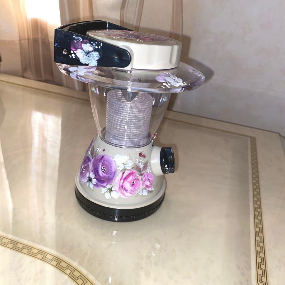 長傘　ランタン　薔薇　手描き　トールペイント