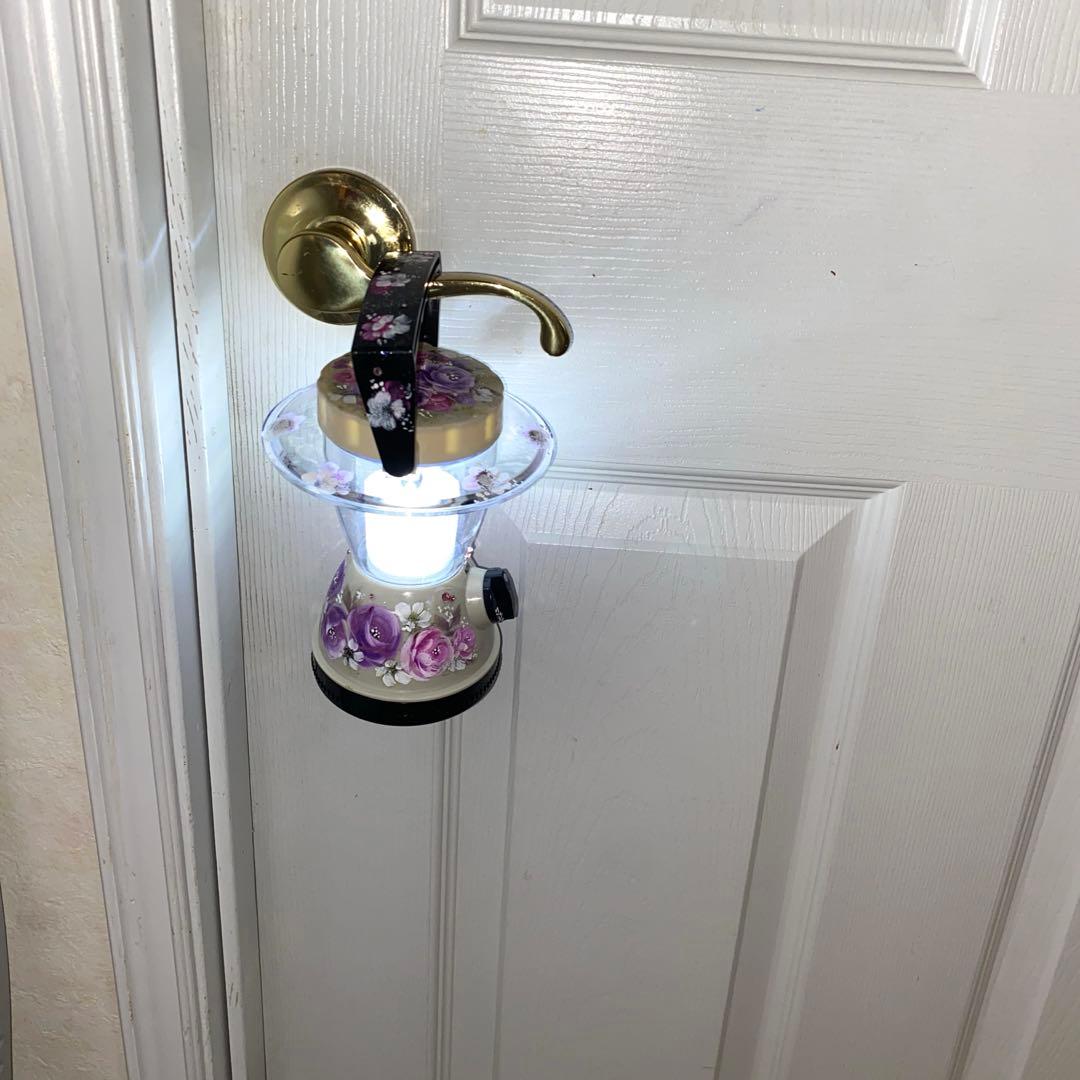 長傘　ランタン　薔薇　手描き　トールペイント