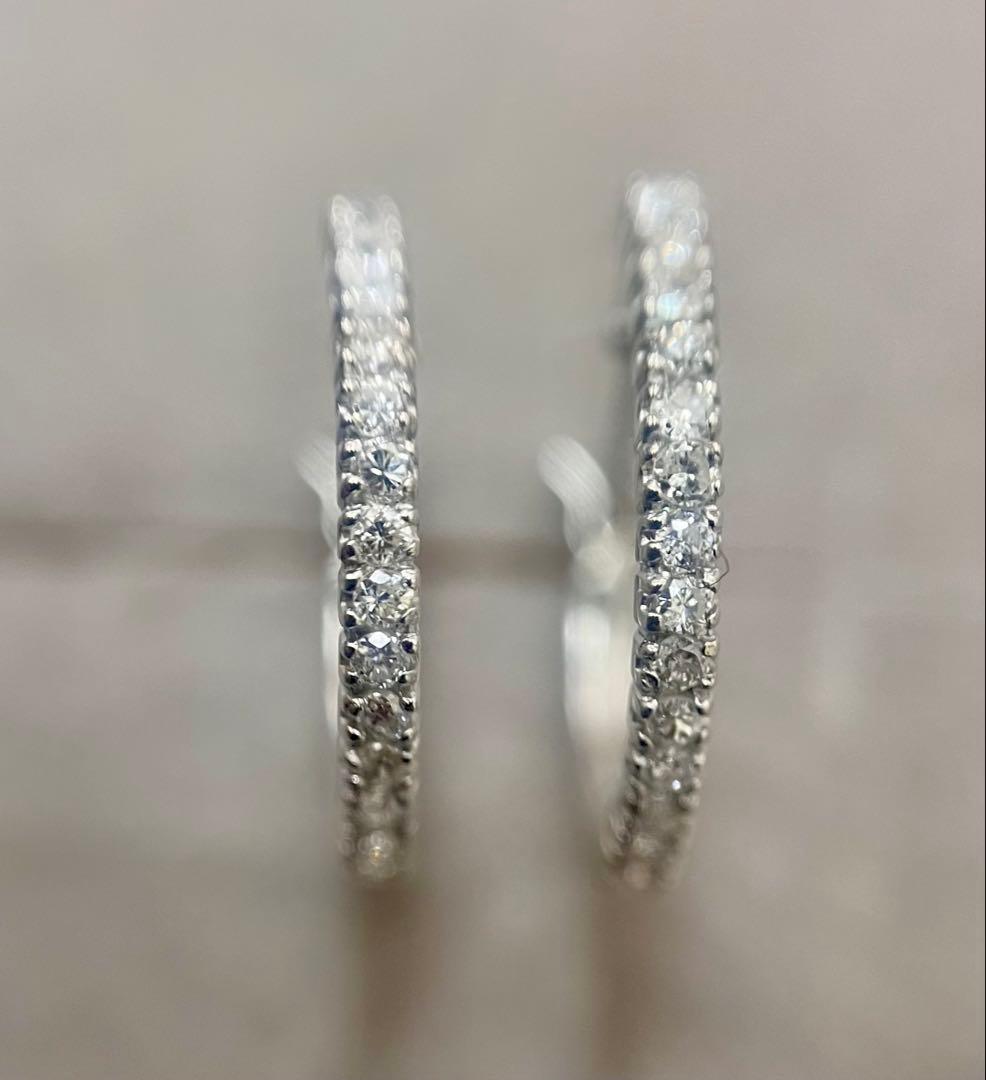 Pt900 フープ ピアス ダイヤモンド 016ct プラチナ