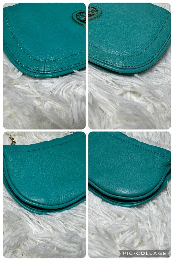 美品⭐︎トリーバーチ ショルダーバッグ　パーティ　チェーン　保存袋付き　ターコイズ