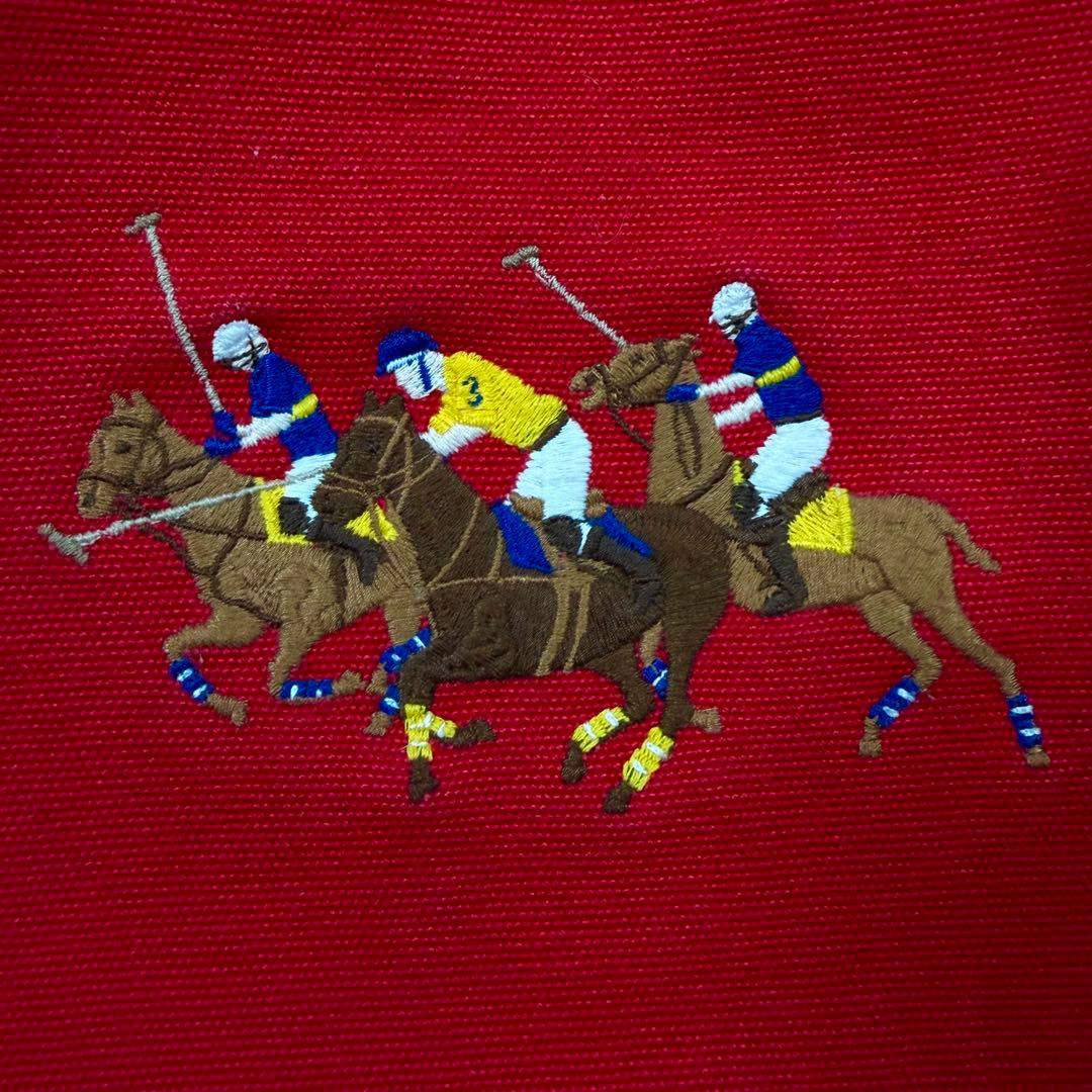 【極美品】【希少】ラルフローレン　トートバッグ　キャンバス　ビッグポニー　レッド