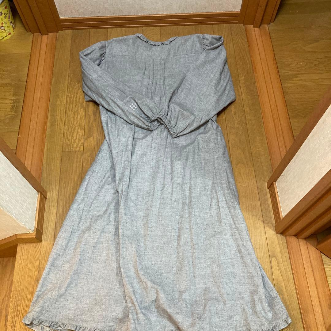 PINK HOUSE フリル付きロングワンピース グレー