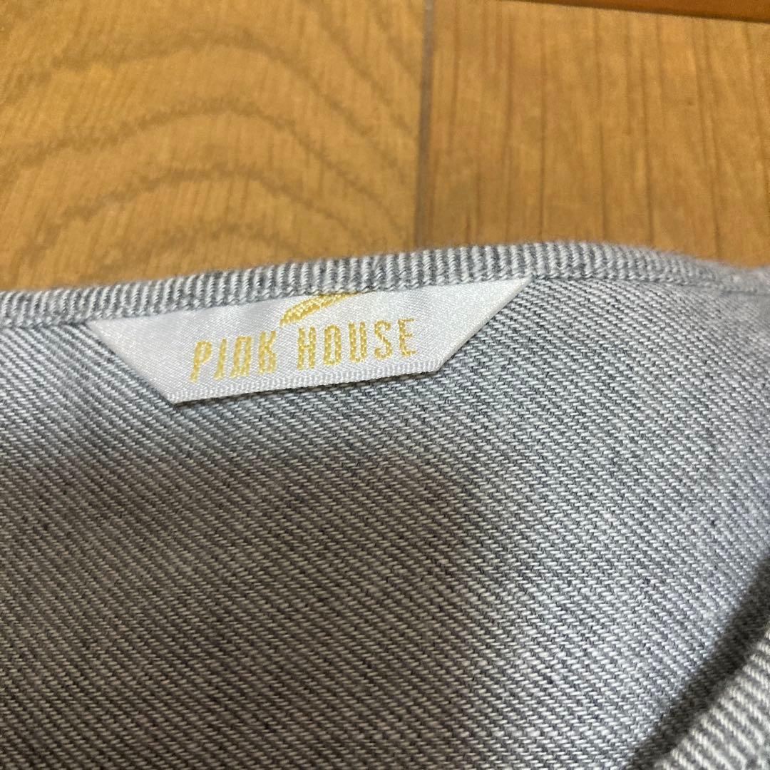 PINK HOUSE フリル付きロングワンピース グレー