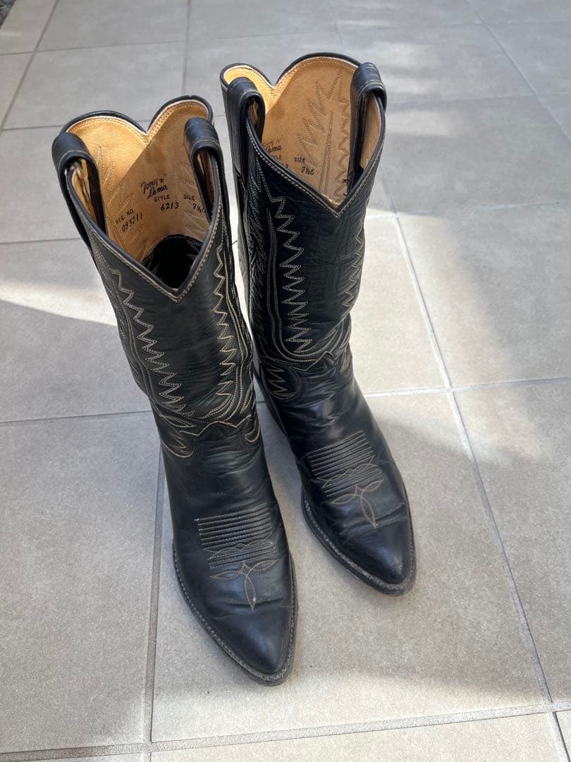 【美品】Tony Lama トニーラマ ウエスタンブーツ 黒レザー ブラック