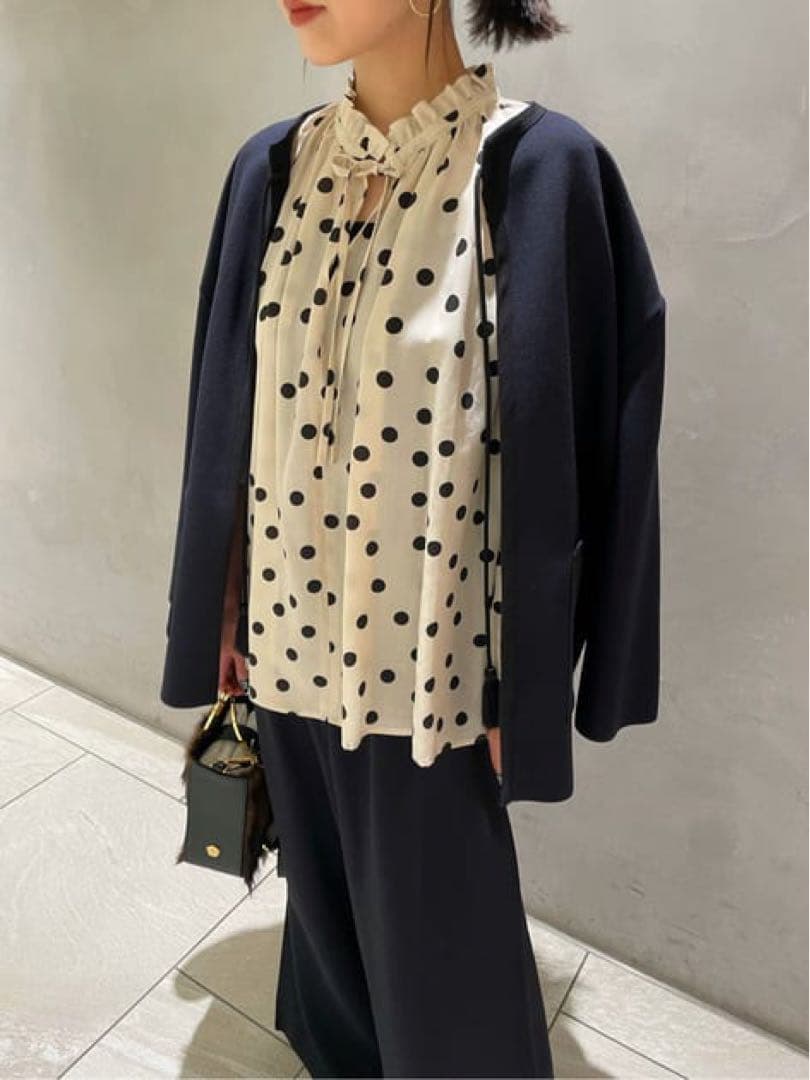 Ballsey アセテートナイロンミラノリブクルーネックカーディガン