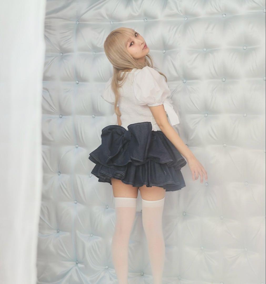 Starry フリルデニムスカート ブラック lilLilly