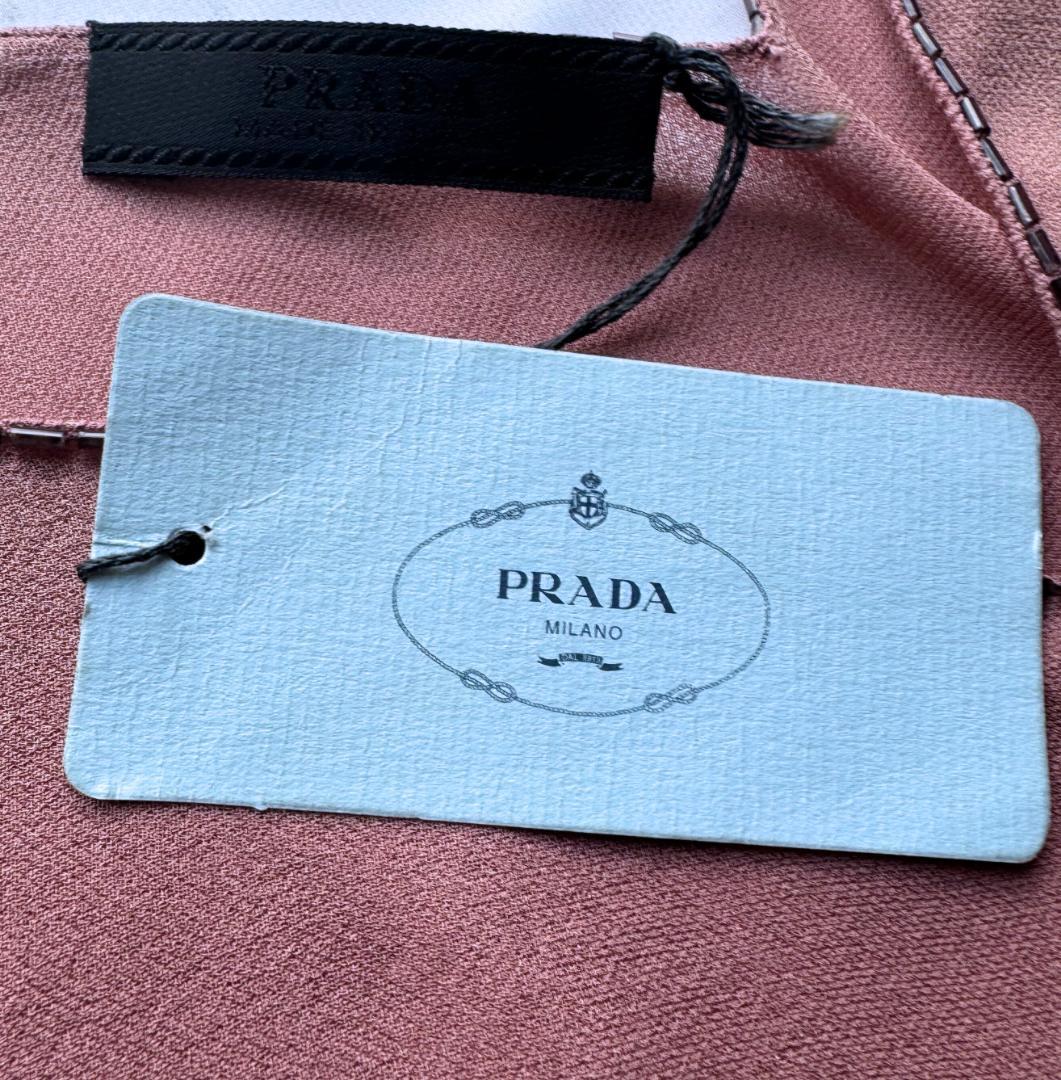 PRADA プラダ シルク ビーズネック ノースリーブ トップス サイズ40