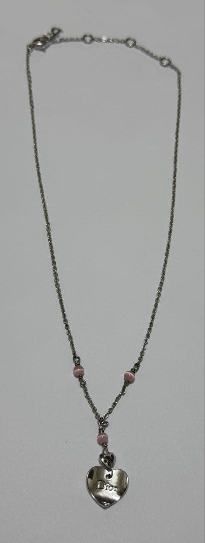 Dior ハート型チャーム ネックレス　ピンク