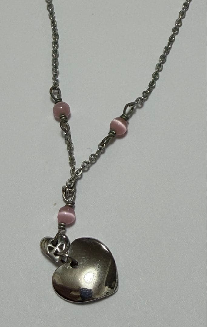 Dior ハート型チャーム ネックレス　ピンク