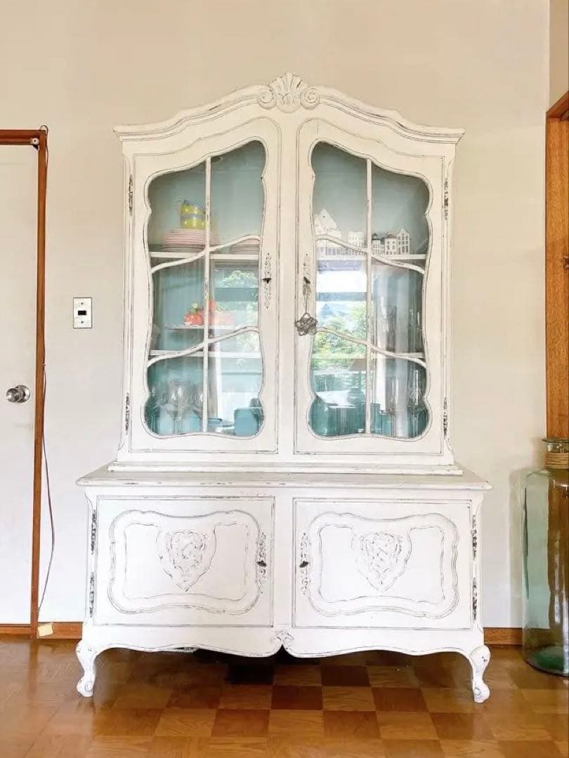 みちゃん　フランス アンティーク キッチンキャビネット 食器棚　上部