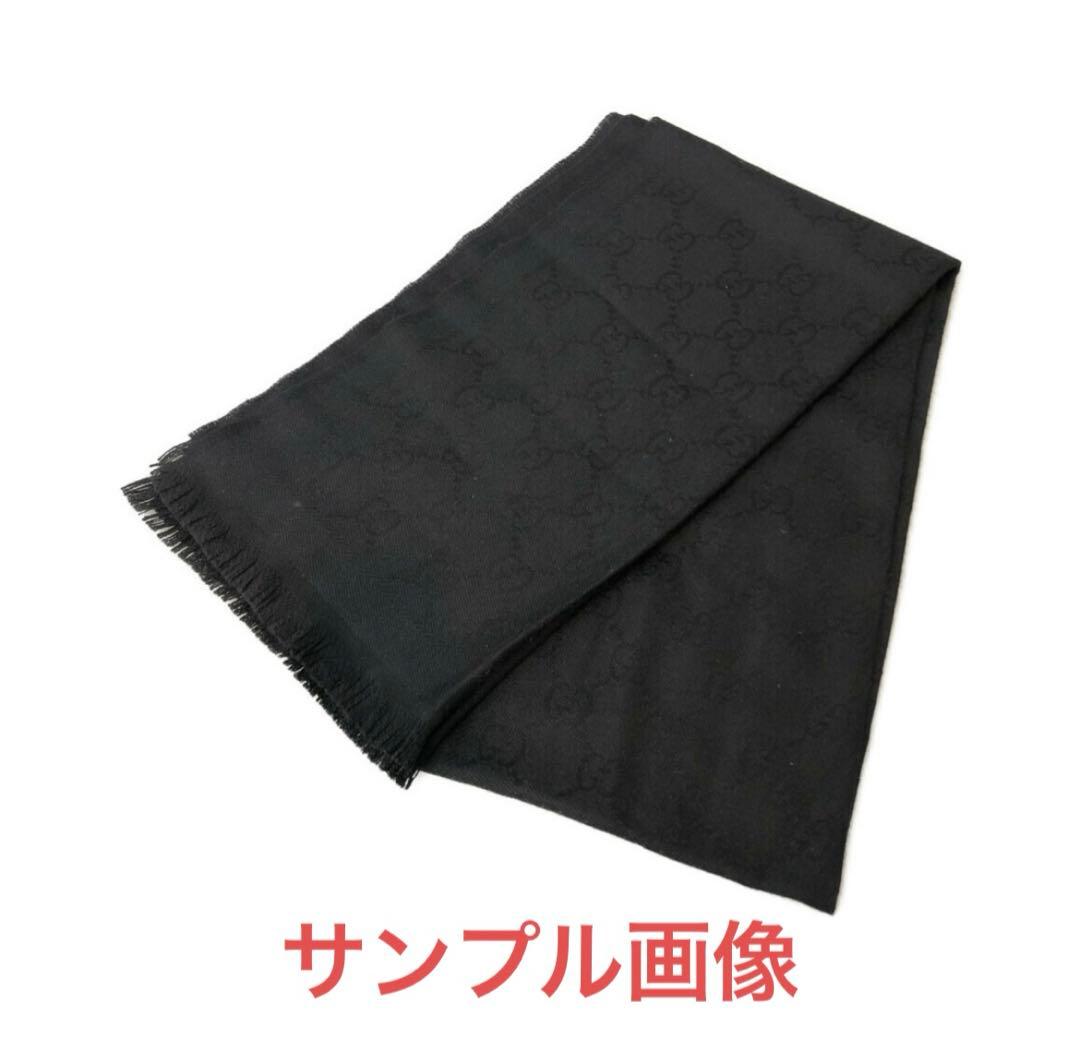 グッチ　GUCCI 黒 マフラー ロゴパターン