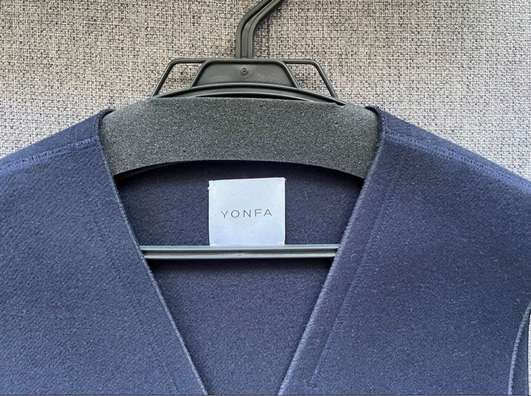 美品　YONFA ヨンファ ウールジレ ネイビー　ロング　ジレ