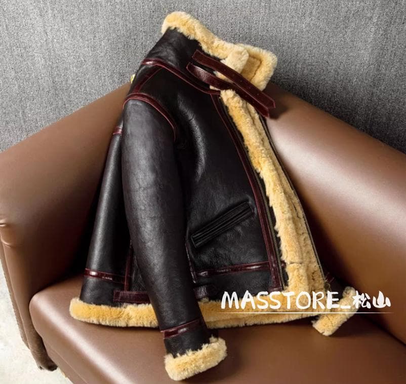 美品 B3 フライトジャケット レザージャケット羊革 ムートン 毛皮 S-3XL