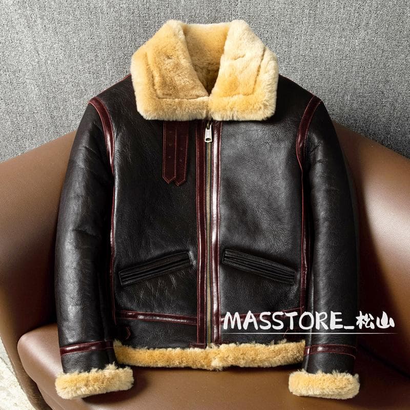 美品 B3 フライトジャケット レザージャケット羊革 ムートン 毛皮 S-3XL