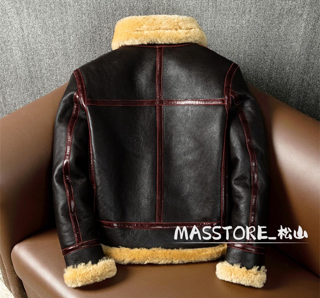 美品 B3 フライトジャケット レザージャケット羊革 ムートン 毛皮 S-3XL