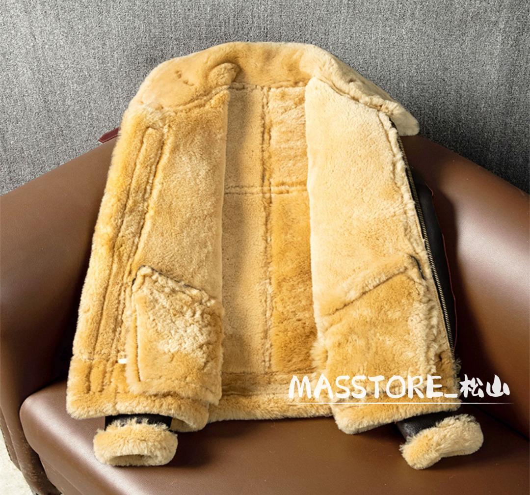 美品 B3 フライトジャケット レザージャケット羊革 ムートン 毛皮 S-3XL