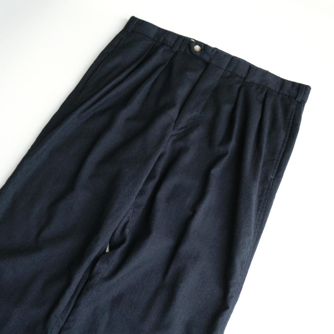 LANDS'END USA製 90s ウールツータックスラックス 紺 36