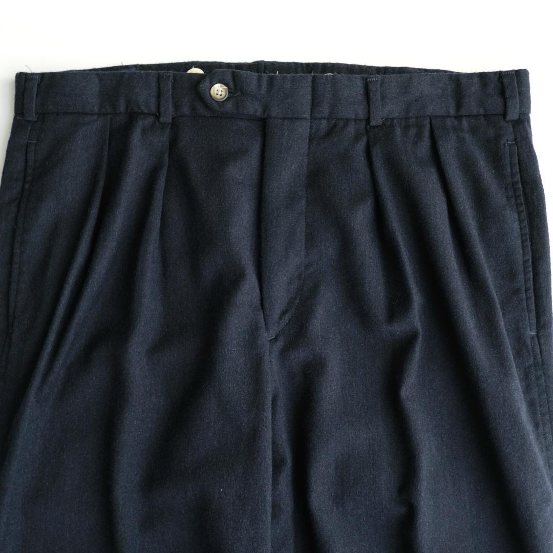 LANDS'END USA製 90s ウールツータックスラックス 紺 36