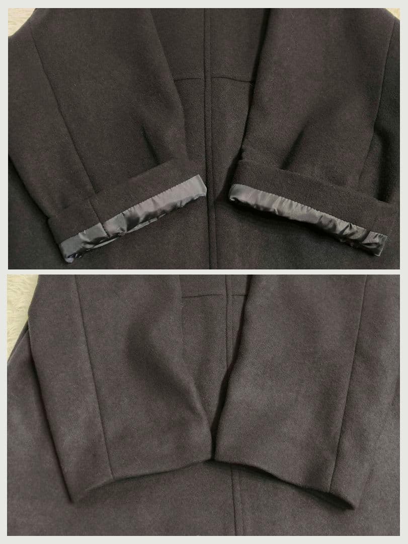 【美品】ROPE ロペ ノーカラー ウール リバー ショートコート