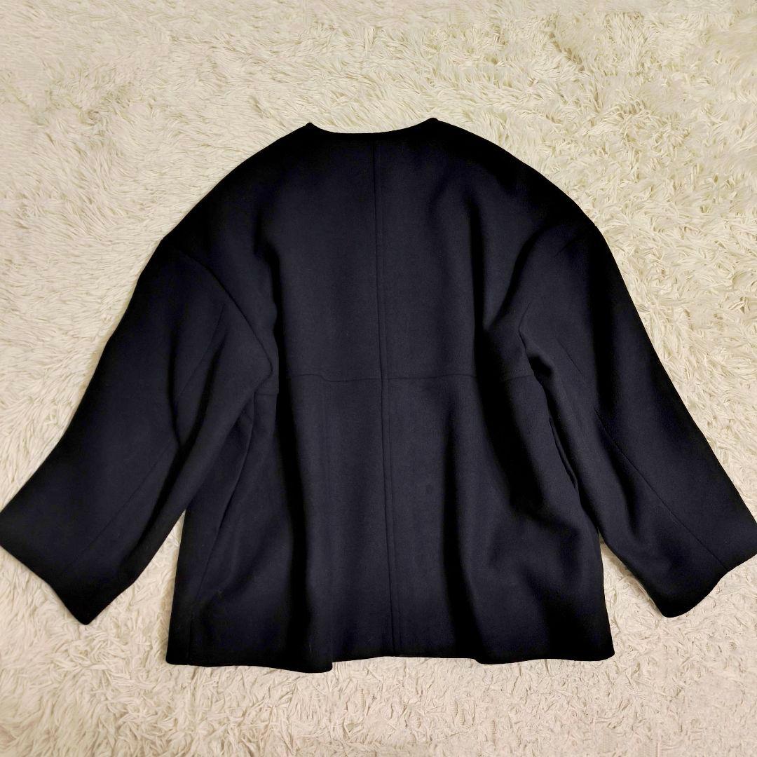 【美品】ROPE ロペ ノーカラー ウール リバー ショートコート